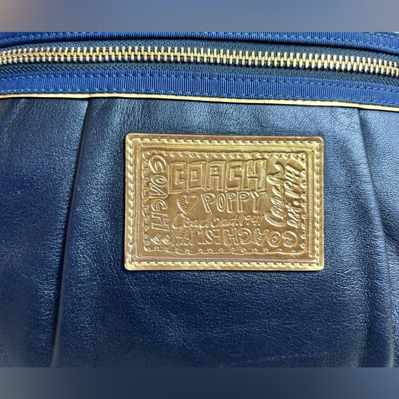 Coach Poppy Metallic Leather “Groovy Blue” Sapphire 2 way Bag - Picture 2 of 15
